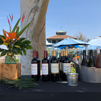 An assormant of wine bottles on display